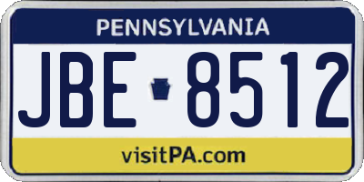 PA license plate JBE8512
