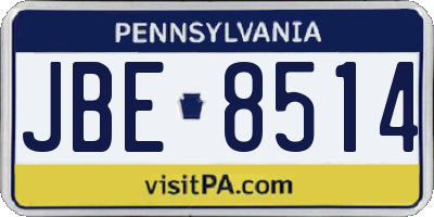 PA license plate JBE8514