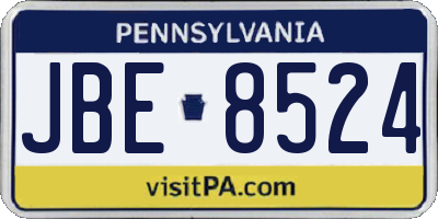 PA license plate JBE8524
