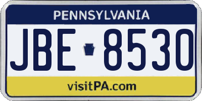 PA license plate JBE8530