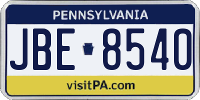 PA license plate JBE8540