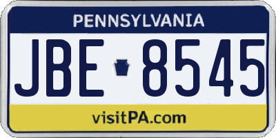PA license plate JBE8545