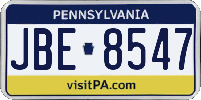 PA license plate JBE8547