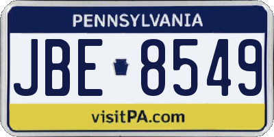 PA license plate JBE8549