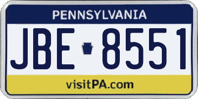 PA license plate JBE8551