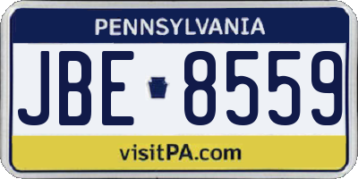 PA license plate JBE8559