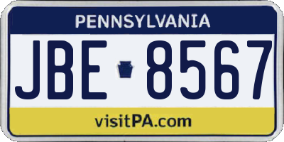 PA license plate JBE8567
