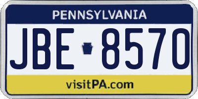 PA license plate JBE8570