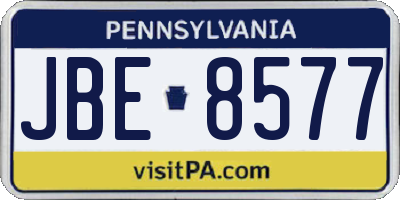 PA license plate JBE8577