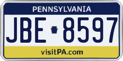 PA license plate JBE8597