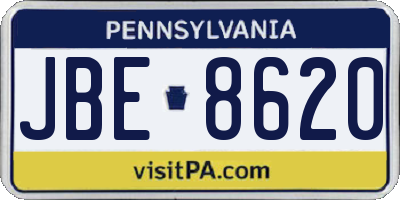 PA license plate JBE8620
