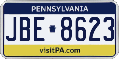 PA license plate JBE8623