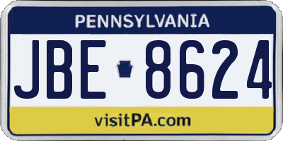 PA license plate JBE8624