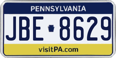 PA license plate JBE8629
