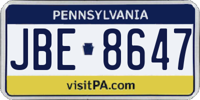 PA license plate JBE8647