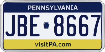 PA license plate JBE8667