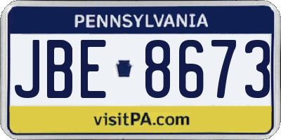 PA license plate JBE8673