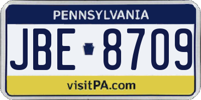PA license plate JBE8709