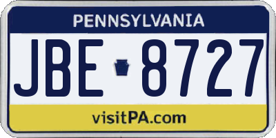PA license plate JBE8727