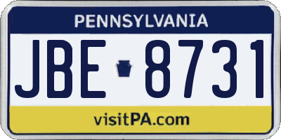 PA license plate JBE8731