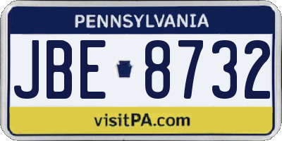 PA license plate JBE8732