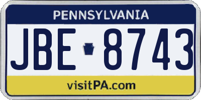PA license plate JBE8743