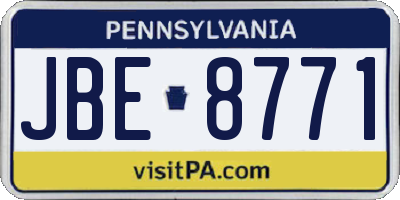 PA license plate JBE8771