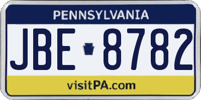 PA license plate JBE8782