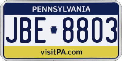 PA license plate JBE8803