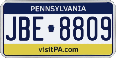 PA license plate JBE8809