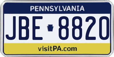 PA license plate JBE8820