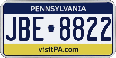 PA license plate JBE8822