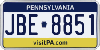PA license plate JBE8851