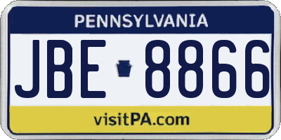 PA license plate JBE8866