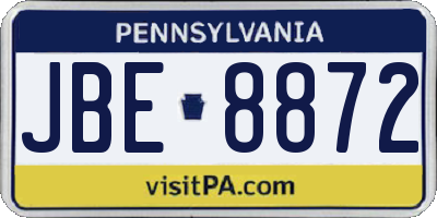 PA license plate JBE8872