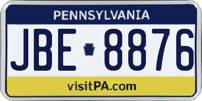 PA license plate JBE8876