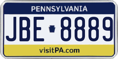 PA license plate JBE8889