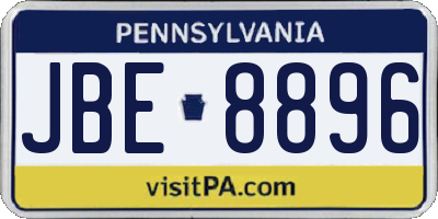 PA license plate JBE8896