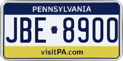 PA license plate JBE8900