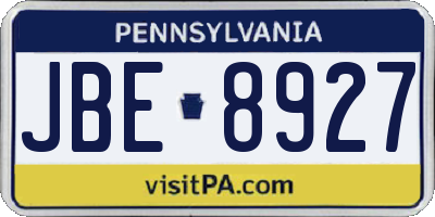 PA license plate JBE8927