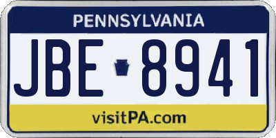 PA license plate JBE8941