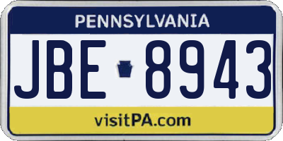 PA license plate JBE8943