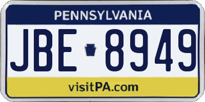 PA license plate JBE8949
