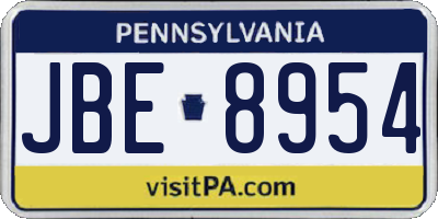 PA license plate JBE8954