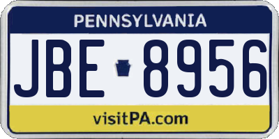 PA license plate JBE8956