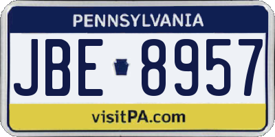 PA license plate JBE8957