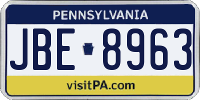 PA license plate JBE8963