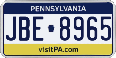 PA license plate JBE8965