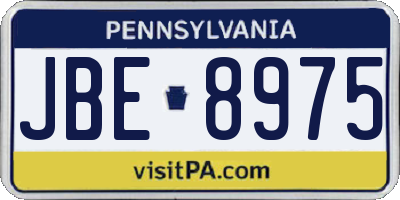 PA license plate JBE8975