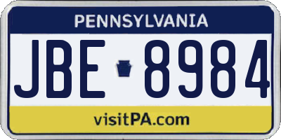 PA license plate JBE8984